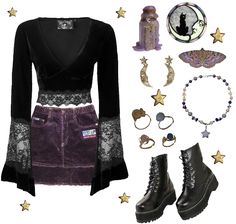 Witchy Outfits 90s, Whismgothic Aesthetic Outfits, Cute Goth Aesthetic Outfits, Whimsigoth Outfit Board, Y2k Witch Outfit, Witchy Vibes Aesthetic Outfits, Witchy Y2k Outfits, Whimsical Witchy Outfits, Whimsi Goth Outfit