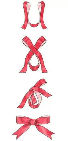 ribbons and bows are arranged in the shape of letters