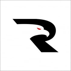 the letter r is made up of black and white letters with red eyes on them