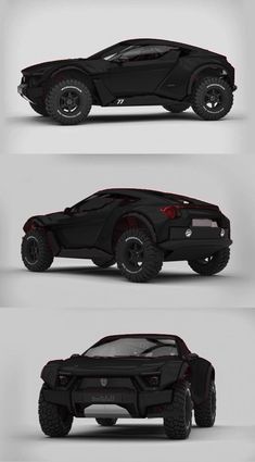 three different views of a futuristic vehicle