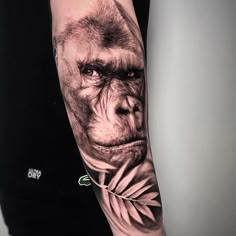 a man with a gorilla tattoo on his arm