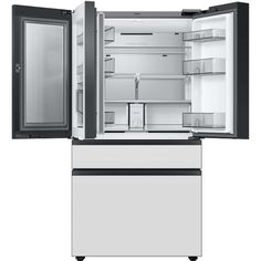 an open refrigerator with its door wide open