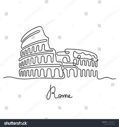 an outline drawing of the colossion in rome italy stock photo shutterstocker