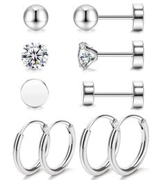 PRICES MAY VARY. 💎Titanium Earrings Set: 💎G23 Titanium earrings are a great jewelry material. Titanium stud earrings are made from pure titanium, No allergy, No irritation, our pure titanium earrings are implant grade titanium earrings, Nickel-free, and Lead-free. Let everyone wear safety and comfort, especially for sensitive skin. 💎Titanium Earrings for Sensitive Ears:💎 You will get 3 pairs of hypoallergenic titanium flat back earrings and 2 pairs of 8mm 10mm titanium hoop earrings. Includi Men's Earrings, Earrings Sets, Earrings For Sensitive Ears, Titanium Jewelry, Cartilage Earrings Hoop, Titanium Earrings, Surgical Steel Earrings, Flat Back Earrings, Cartilage Earring