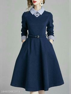 Long Sleeve Elegant Dresses, Stile Casual Chic, Midi Dress Work, Stitching Dresses, Peplum Tops, Work Dresses For Women, Long Sleeve Dress Formal, Midi Dress Casual, 가을 패션