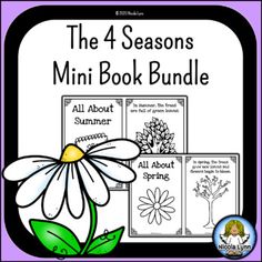 the four seasons mini book bundle with flowers and leaves in purple, black and white