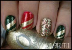 red green gold (I have to mix up that glitter combo!) Diy Health, Xmas Nails, Christmas Nail Art, Nail Polish Colors, Festive Christmas, Winter Nails, Christmas Nails, Toe Nails, Red Green