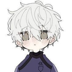 an anime character with white hair and gray eyes