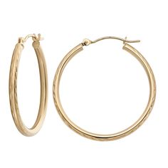 PRICES MAY VARY. SHINE BRIGHT LIKE A DIAMOND: These 25-mm round 14k diamond cut gold hoop earrings are sleek and sophisticated with beautiful detailing that is perfect for everyday use or any special occasion and pairs well with both casual and formal attire SPARKLING SHINE: These expertly crafted, high-polish, high-shine, engraved gold statement hoops are designed to catch the light and add depth, dimension, and lustrous, sparkling detailing to your look LIGHTWEIGHT YET DURABLE: This ultra-comf Dainty Gold Earrings, 14k Gold Hoop Earrings, Fine Gold Jewelry, Loop Earrings, Shine Bright Like A Diamond, Chic Accessories, Jewelry Earrings Hoops, Gold Hoop, Pierced Ears