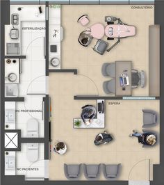 an overhead view of a living room and kitchen