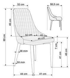 the measurements for a dining chair