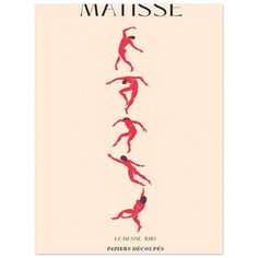 a red poster with the words maisse on it and an image of a man diving