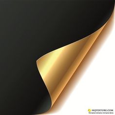 an abstract black and gold background with metallic foil on the edges, that looks like a curved piece of paper