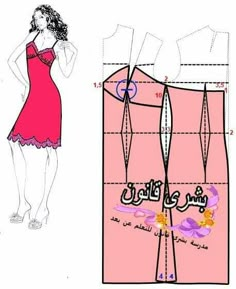 an image of a woman's dress sewing pattern with instructions to sew it