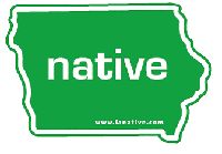 a green sticker with the word native in white on it's state shape