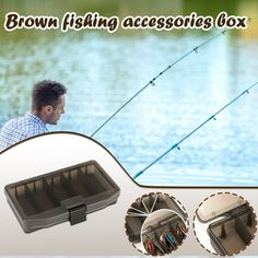 the brown fishing accessories box is open