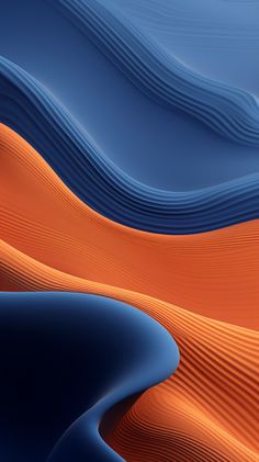 an orange and blue background with wavy lines