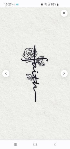 the chinese calligraphy is written in black ink and has a rose with leaves on it