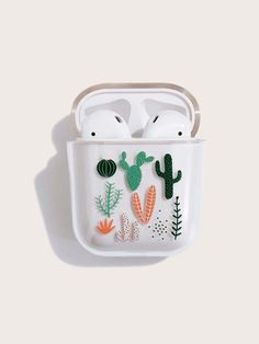 an airpods case with cactus and succulents on it