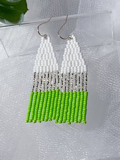 This color block style is so pretty!  Beautiful for summer! Green Beaded Earrings For Summer Beach, Trendy Summer Beaded Earrings With Dangling Beads, Trendy Beaded Earrings With Dangling Beads For Summer, Trendy Dangling Beaded Earrings For Summer, Green Trendy Beaded Earrings For Summer, Trendy Green Beaded Earrings For Summer, Green Beaded Drop Earrings For Summer, Summer Green Dangling Beads Earrings, Green Dangling Beads Earrings For Summer