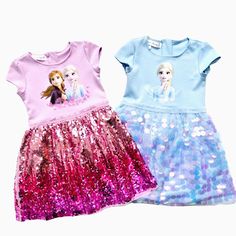 Frozen Elsa and Anna Disney Princess Sequin Tutu Dress for Girls Party Weekend Fun  -This dress is very soft with cotton lining and is comfortable to wear. Your children won’t get itchy. -Color: Lavender and Blue -Color from manufacturer: Pink  Pictures may have a little difference due to lights settings, screens' display, etc. -This is a beautiful infant baby tutu dress; your little princess will look like and feel like a real princess in this dress.         -If she wants to dress up as a littl Princess Elsa Dress, Snow Dress, Elsa Dress, Frozen Anna, Girl Sleeves, Anna Elsa, Girls Dresses Summer, Snow Queen