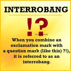 a yellow sign with the words interrobang written in black and red on it