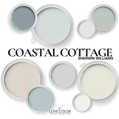 several different shades of white paint with the words coastal cottage