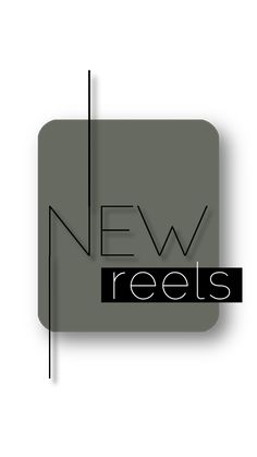 the new reels logo is shown in black and white on a gray square background