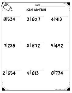 the long division worksheet for students to practice their numbers and subtractions