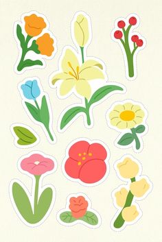 stickers with flowers and leaves on them