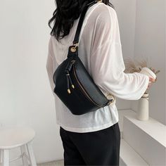 Item Type: Bag Gender: Women Material: PU Leather Size: 34 x 15 x 6 cm / 13.39 x 5.91 x 2.36 inch Pattern: Solid Color: Black, Beige, Green, Pink Package Includes: 1 x Bag Fanny Pack Outfit, Waist Bag Women, Black Fanny Pack, Women Waist, Leather Fanny Pack, White Purses, Belt Bags, Aesthetic Women, Waist Pack