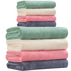 five towels stacked on top of each other