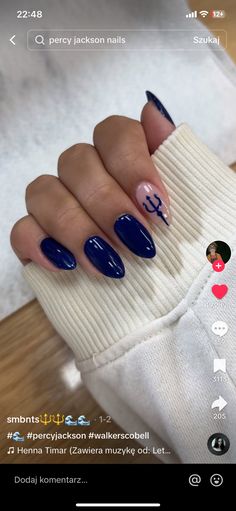 Pjo Inspired Nails, Book Themed Nails, Percy Jackson Inspired Nails, Percy Jackson Nail Art, Percy Jackson Nails Designs, Atla Nails, Greek Mythology Nails, Percy Jackson Nails, Ravenclaw Nails