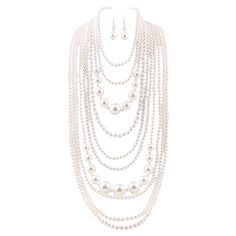 PRICES MAY VARY. ✿｡✿WELL MADE- Made of faux pearl more than about 1000 difference size pearl beads ranging from 8mm to 25mm, Weight: 369.5g/13.01oz ,Size:46cm/18inch ,51cm/20inch ,61cm/24inch , 71cm/28inch ,81cm/32inch ,86cm/34inch ,99cm/39inch ,106cm/42inch ,119cm/47inch ,127cm/50inch . ✿｡✿ ELEGANT AND BEAUTIFUL - Lobster clasp (extra extended Chain), Wearing this beautiful necklace will definitely make you stand out in the crowd. This style is very fashionable at the moment.Handmade Braid Bib Long Choker Necklace, Shoulder Necklace, Choker Necklace Gold, Flapper Necklace, Bib Collar, Gold Choker Necklace, White Necklace, Beaded Choker Necklace, Real Pearls