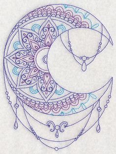 a drawing of a crescent with beads on it