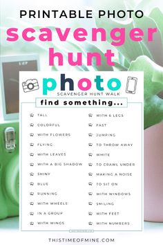 Photography Club Activities, Nature Photo Scavenger Hunt, Photo Walking Ideas, Indoor Photo Scavenger Hunt, Photo Club Ideas, Photography Activities For Children, Photography Club Ideas, Indoor Scavenger Hunt For Kids, Photography Scavenger Hunt