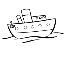 a drawing of a boat in the water