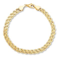 Diversify your bracelet collection with this radiant 10K yellow gold, braided rope chain. The bracelet is 7.25 inches in length and secured with a lobster clasp. Gold Rope Chain Bracelet, Braided Rope Bracelet, Jewelry Advice, 16 Inch Necklace, Chain Loop, Gold Rope Chains, Gold Overlay, Braided Rope, Silver Jewels