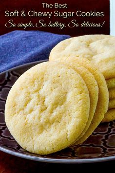 soft and chewy sugar cookies on a plate