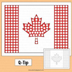 a canadian flag quilt pattern with the words q - tip in red and white polka dots