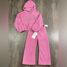 Brand New - Nike Girls Fuzzy Hoodie & Matching Jogger Pant Set Nike Sweat Set, Fuzzy Hoodie, Nike Sweats, Sweat Set, Nikes Girl, Birthday Wishlist, Nike Pink, Kids Nike, Pant Set