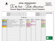 excel spreadsheet to do list task template