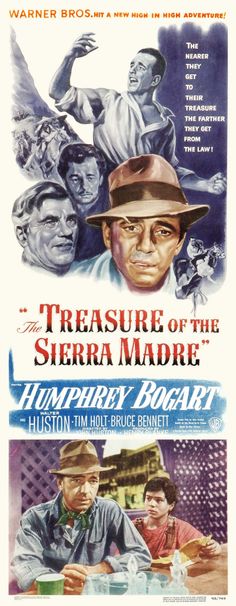 a movie poster for the film treasure of sierra madre with two men sitting at a table