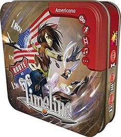 an american girl playing card game in a metal tin with the name time line on it