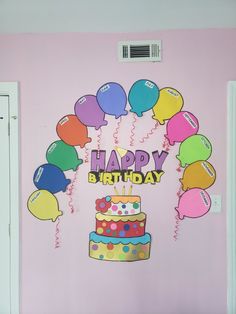 Pastel de papel y globos Birthday Calender Classroom Diy, Birthday Wall Preschool Ideas, Birthday Corner, Class Birthday Display, Birthday Chart Classroom, Birthday Board Classroom, Fall Paper Crafts, Class Birthdays, Birthday Display