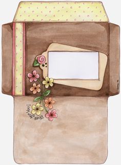 an open box with flowers on it and a blank paper in the bottom right corner