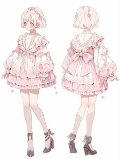 Anime Pink Outfit, Characters Inspiration Drawing, Concept Clothing, Drawing Clothes, Kawaii Clothes, Fantasy Clothing, Lolita Fashion