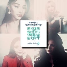 four photos of women with qr code on them