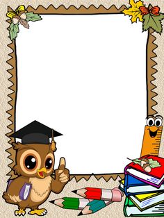 an owl wearing a graduation cap and giving a thumbs up next to a pile of books