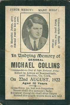 Michael Collins Prayer Card Irish Eyes Are Smiling